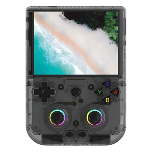 ANBERNIC RG406V Handheld Game Console 4 inch 960*720P IPS Touch Screen 128G Android 13 Game Console with 128G Card - Transparent Black - 1