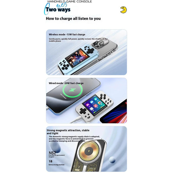 L9 Portable Handheld Video Game Console Phone Magnetic Wireless Charger Power Bank - Silver - 4