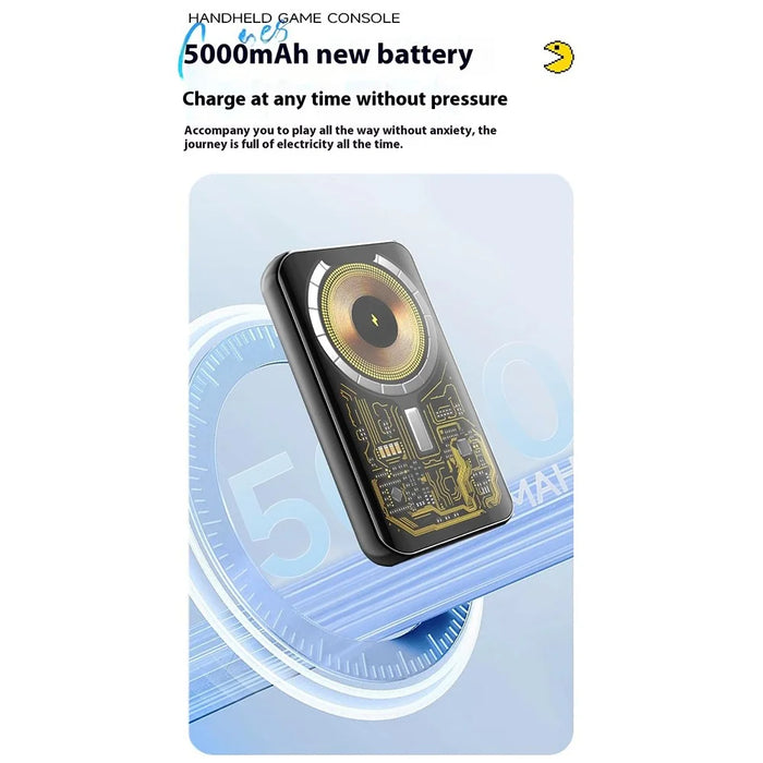 L9 Portable Handheld Video Game Console Phone Magnetic Wireless Charger Power Bank - Silver - 5
