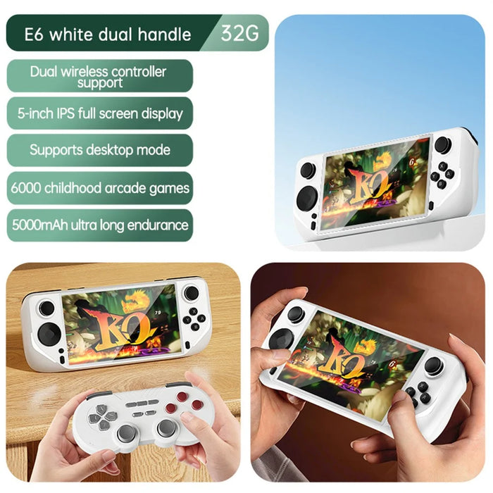 E6 5-inch Screen Portable Handheld Video Game Console Android System E-Sports Game Machine (Without Card and Games) - White - 2