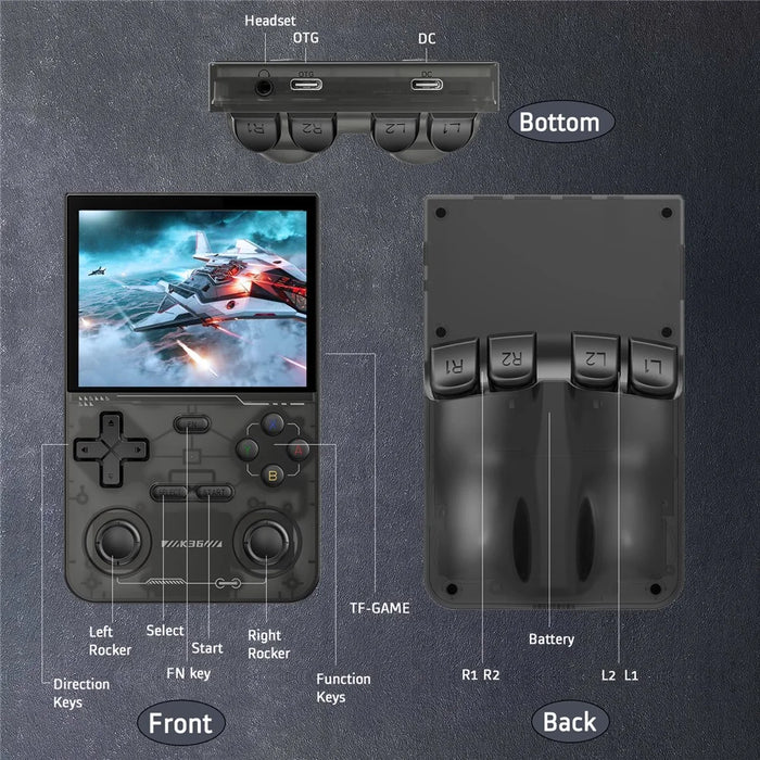 K36 Open Source Handheld Linux Gaming Console Retro Arcade Nostalgic Game Machine (No Memory Card) - Black - 4