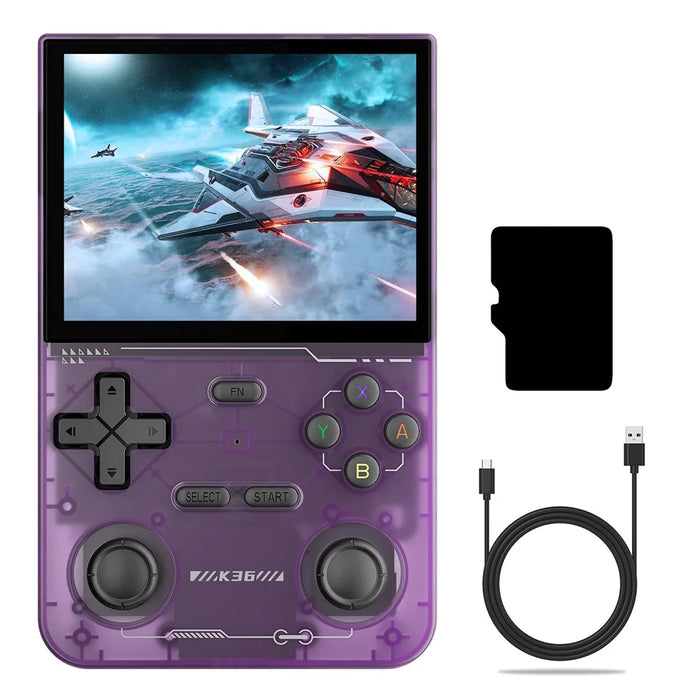K36 Open Source Handheld Linux Gaming Console Nostalgic Arcade Game Machine with 64G Memory Card - Purple - 1