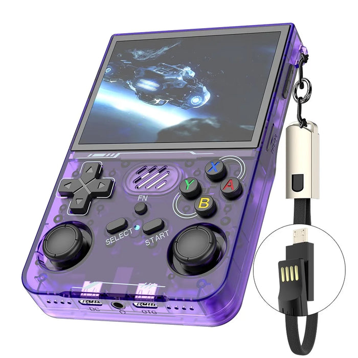 R36xx Handheld Game Console 3.5 Inch Screen Retro Arcade Gaming Controller, Standard Version / No TF Card - Transparent Purple - 1