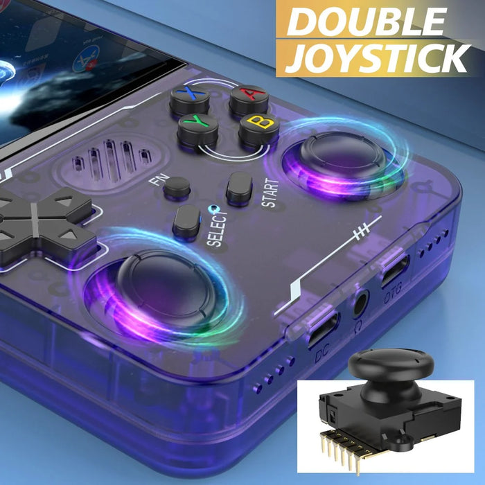 R36xx Handheld Game Console 3.5 Inch Screen Retro Arcade Gaming Controller, Standard Version / No TF Card - Transparent Purple - 7