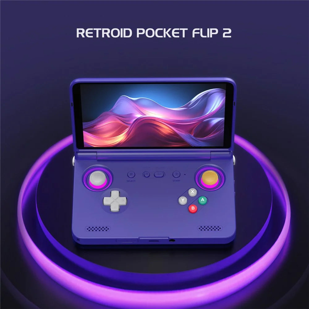 RETROID Pocket Flip2 Handheld Gaming Console 5.5 Inch AMOLED Screen Foldable Gamepad, 8+128G Storage - Purple - 2
