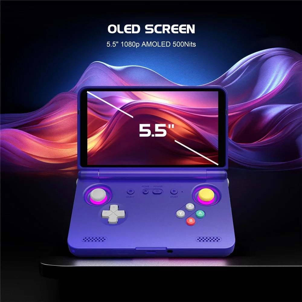 RETROID Pocket Flip2 Handheld Gaming Console 5.5 Inch AMOLED Screen Foldable Gamepad, 8+128G Storage - Purple - 3