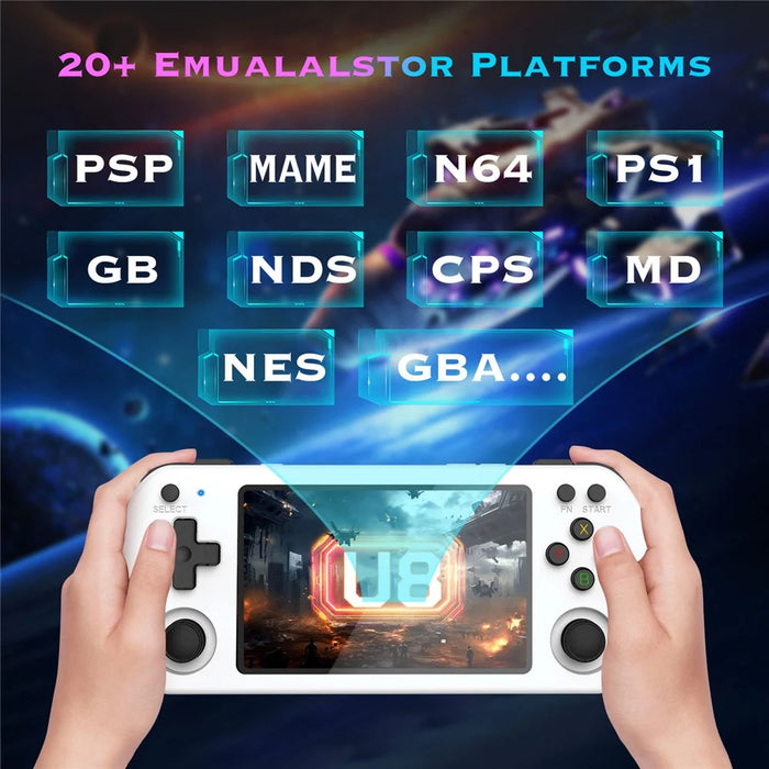 U8 Open Source Linux System 4.0 Inch IPS Screen Retro Handheld Game Console, 64GB Storage - Transparent Black - 4