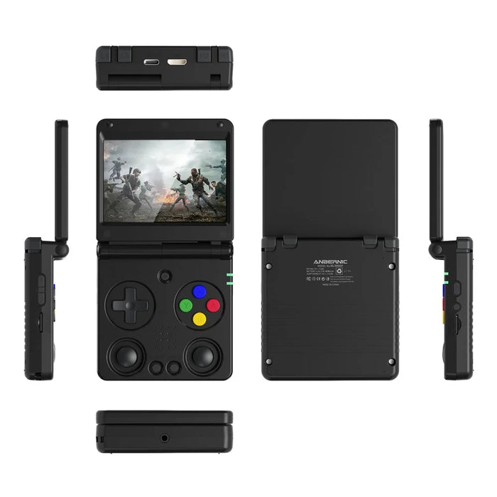 AMPOWN RG34XXSP 3.4 Inch IPS Screen Retro Handheld Game Console 64GB Foldable Wireless Gamepad, without TF Card - Black - 2