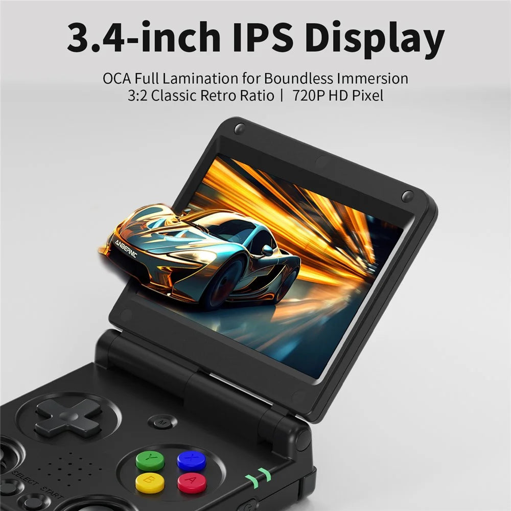 AMPOWN RG34XXSP 3.4 Inch IPS Screen Retro Handheld Game Console 64GB Foldable Wireless Gamepad, without TF Card - Black - 5