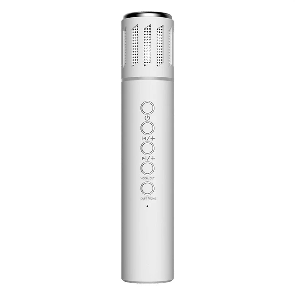 K20 2 in 1 Karaoke Microphone Wireless Bluetooth-Compatible Speaker with Colorful LED Light - White - 1