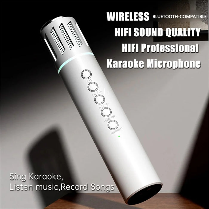 K20 2 in 1 Karaoke Microphone Wireless Bluetooth-Compatible Speaker with Colorful LED Light - White - 2