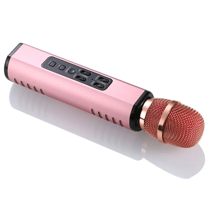 K6 2 in 1 Wireless Microphone Bluetooth-Compatible Speaker with LED Light HiFi Sound Reverb Effect Karaoke Device - Pink - 1