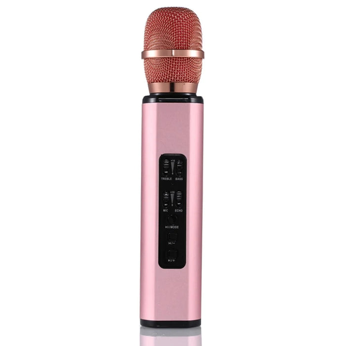 K6 2 in 1 Wireless Microphone Bluetooth-Compatible Speaker with LED Light HiFi Sound Reverb Effect Karaoke Device - Pink - 2