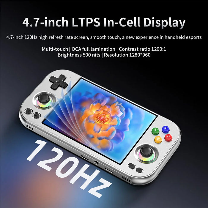 ANBERNIC RG477M 12G+256G Android 14 4.7 Inch LTPS Incell Screen Retro Handheld Game Console with 256G TF Card - Silver - 4