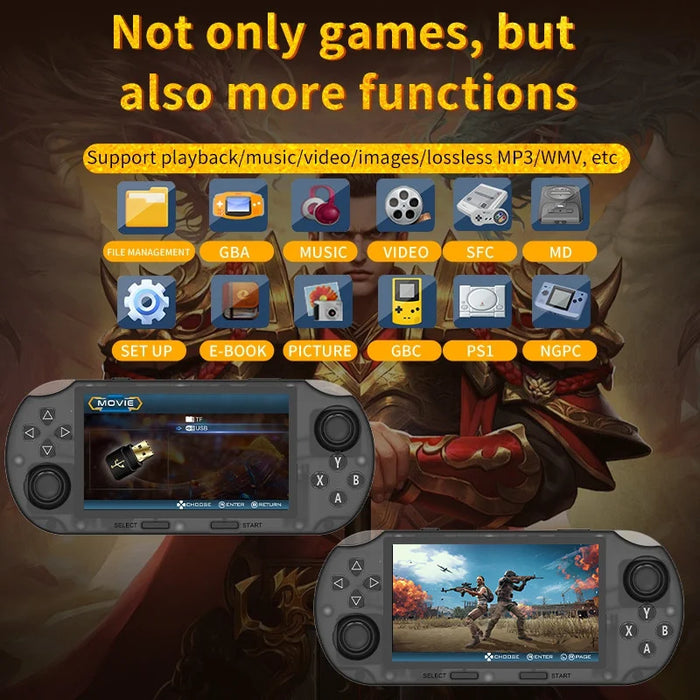 AMPOWN SF3000HD Handheld Game Console HD TV Connection WiFi Multiplayer Gaming Device - Transparent Black/64GB Standard - 3