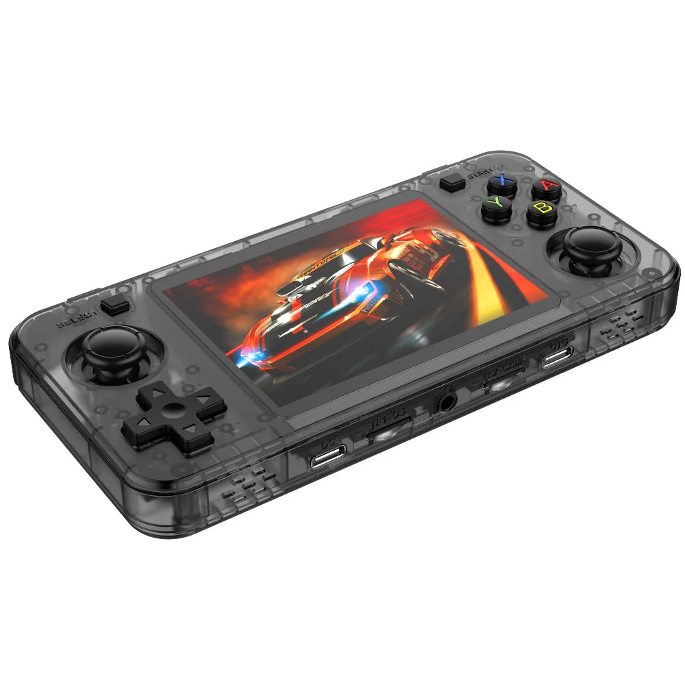 R36H Open Source Handheld Game Console 3.5 Inch IPS Screen Retro Wireless Gamepad, with 64GB Card - Transparent Black - 1