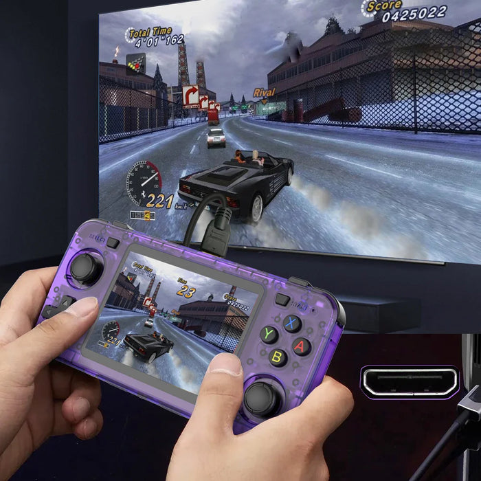 R36H Open Source Handheld Game Console 3.5 Inch IPS Screen Retro Wireless Gamepad, with 64GB Card - Transparent Black - 4