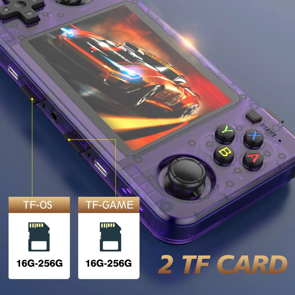 R36H Handheld Game Console 3.5 Inch IPS Screen Built in 128G Video Game Console, ARKOS System - Translucent Black - 4