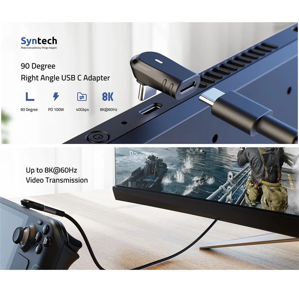 SYNTECH SYNM051 90-Degree USB-C Adapter High Speed Data Transfer  /  Fast Charging - 3