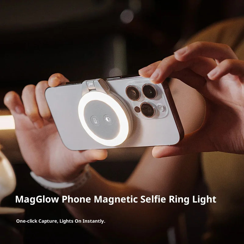 PGYTECH MagGlow Compatible with MagSafe Mobile Phone LED Fill Light 3 Color Temperatures Portable Photography Lamp - Misty Grey - 2