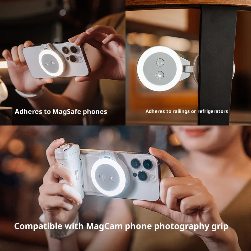 PGYTECH MagGlow Compatible with MagSafe Mobile Phone LED Fill Light 3 Color Temperatures Portable Photography Lamp - Misty Grey - 3