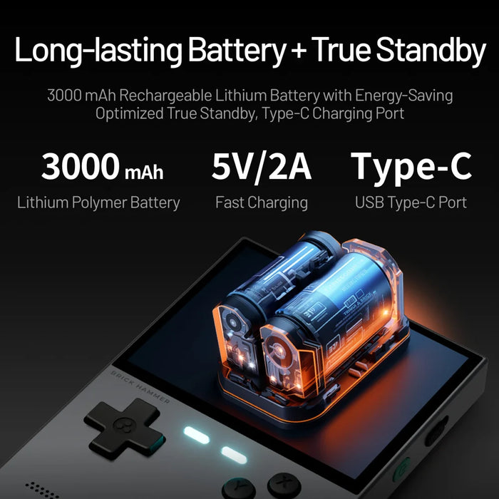 TRIMUI BRICK Hammer Handheld Video Game Console 3.2 Inch IPS Screen Retro Arcade Gamepad, with 64GB Card - Black - 4