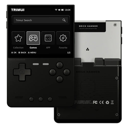 TRIMUI BRICK Hammer Handheld Video Game Console 3.2 Inch IPS Screen Retro Arcade Gamepad, with 256GB Card - Black - 1