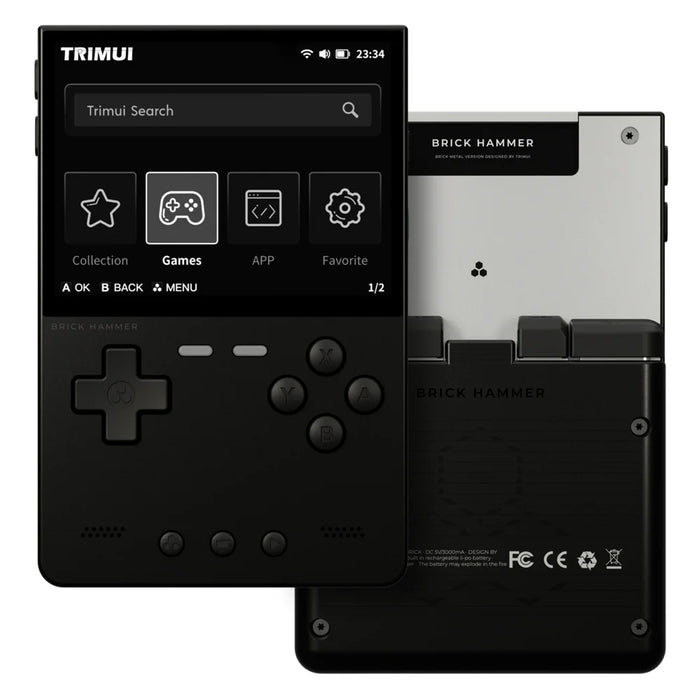 TRIMUI BRICK Hammer Handheld Video Game Console 3.2 Inch IPS Screen Retro Arcade Gamepad, without TF Card - Black - 1