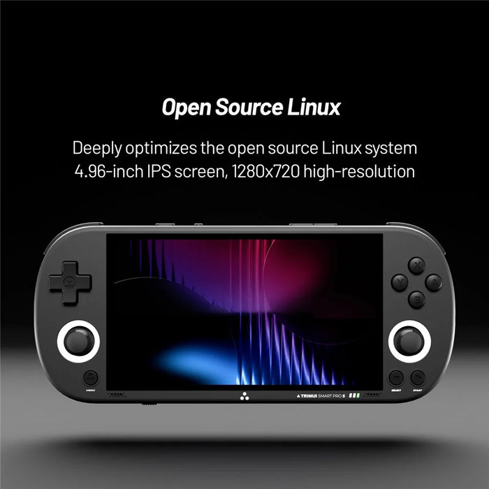 TRIMUI Smart Pro S TG5050 4.96 Inch IPS Screen Handheld Gamepad Hall Joystick Retro Gaming Console, with 128G TF Card - Black - 4