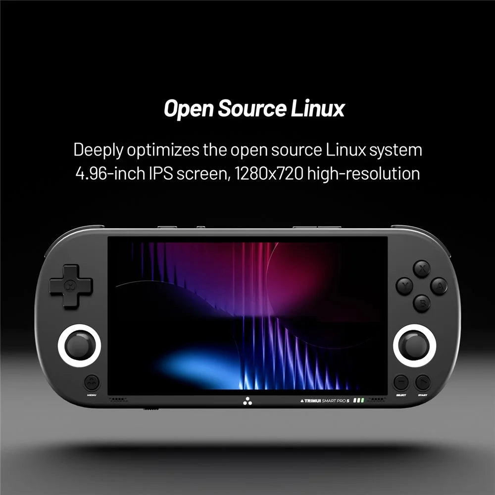 TRIMUI Smart Pro S TG5050 4.96 Inch IPS Screen Handheld Gamepad Hall Joystick Retro Gaming Console, with 256G TF Card - Black - 4