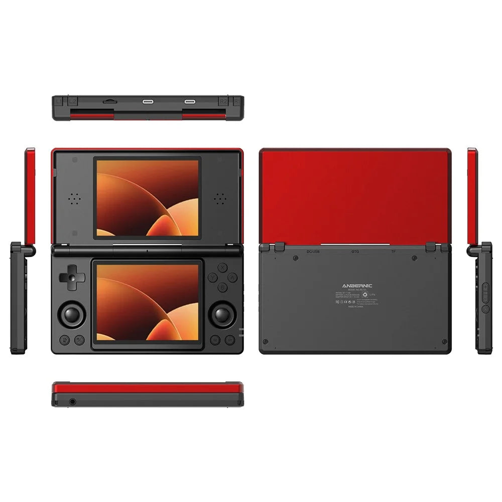 ANBERNIC RG DS Handheld Game Console Retro Arcade Android Open Source Console with Dual IPS Screens (3+32G) without Games - Red  /  Black - 1