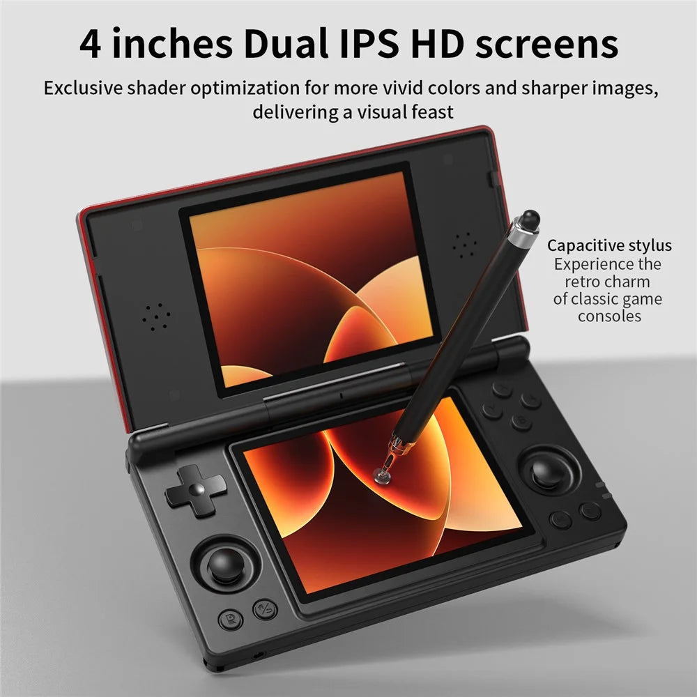 ANBERNIC 128G RG DS Handheld Game Console Retro Arcade Android Open Source Console with Dual IPS Screens - Red  /  Black - 2