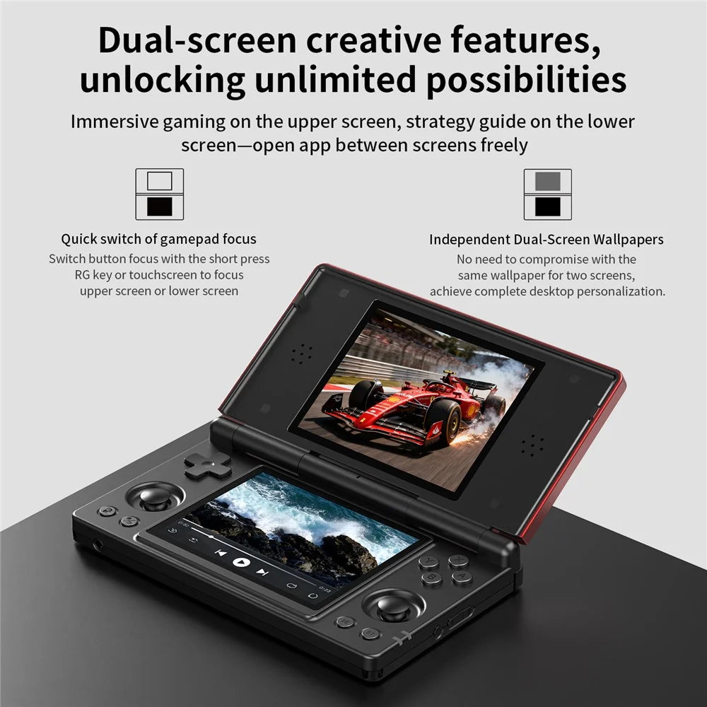 ANBERNIC 128G RG DS Handheld Game Console Retro Arcade Android Open Source Console with Dual IPS Screens - Red  /  Black - 6