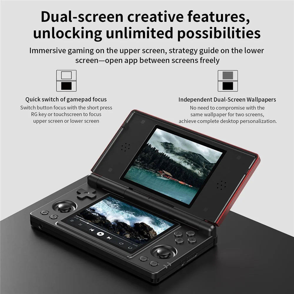 ANBERNIC 256G RG DS Handheld Game Console Retro Arcade Open Source Console with Dual IPS Screens - Red  /  Black - 7