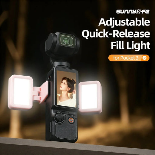 SUNNYLIFE OP3-L068 For DJI Osmo Pocket 3 Clip-on Dual Fill Light Three Color Temperature Dimmable Photography Lamp - Pink - 2