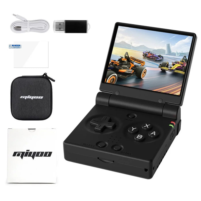 MIYOO Mini Flip Handheld Game Console 2.8 Inch IPS Screen Retro Arcade Gaming Device (No Card) - Black - 1