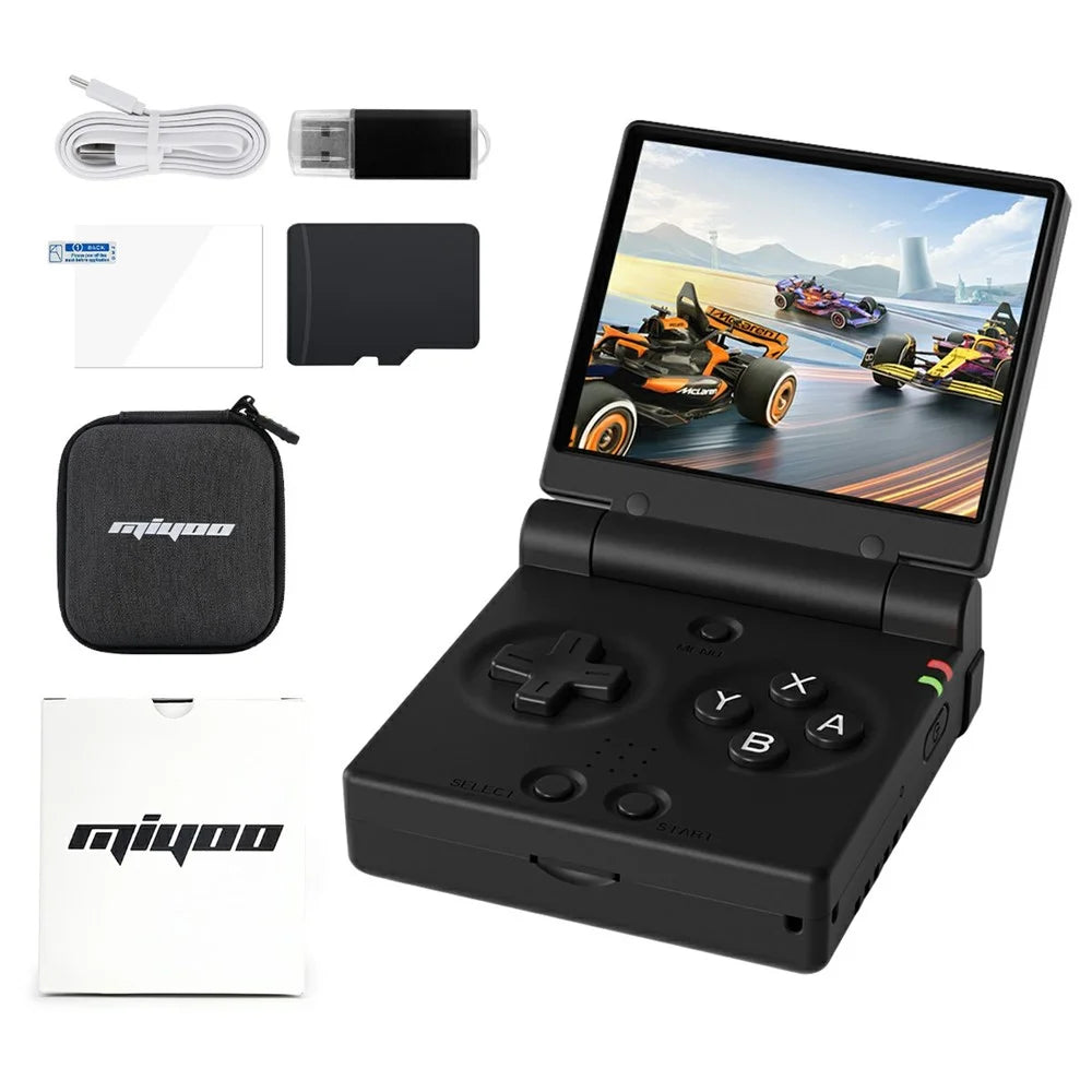 MIYOO Mini Flip Retro Handheld Game Console Flip Design Open Source Portable Gamepad with 64GB TF Card - Black - 1