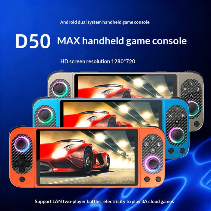 D50MAX Retro Gamepad without TF Card 5 Inch IPS Touch Screen Android Handheld Gaming Console with RGB Light - Orange - 3