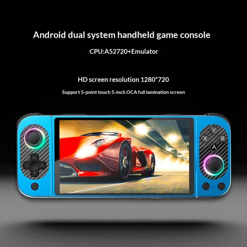 D50MAX Retro Gamepad with 64GB TF Card 5 Inch IPS Touch Screen Android Handheld Gaming Console with RGB Light - Orange - 4