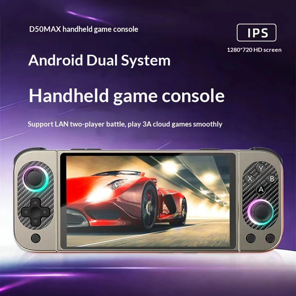 D50MAX Retro Gamepad with 64GB TF Card 5 Inch IPS Touch Screen Android Handheld Gaming Console with RGB Light - Orange - 5