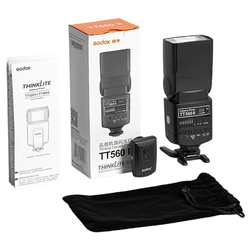 GODOX TT560 II Camera Flash 433MHz Wireless Receiver Hot Shoe Flash Light for Canon Nikon Sony - Black - 1