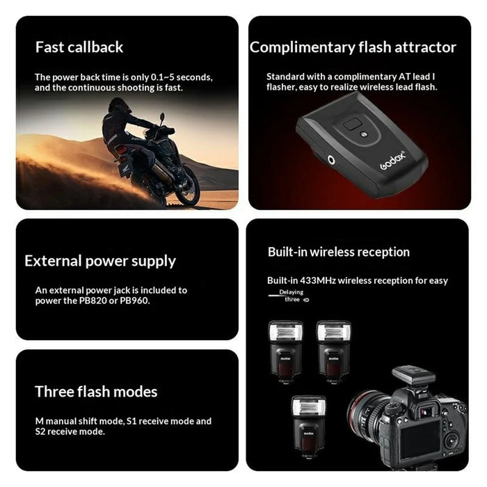 GODOX TT560 II Camera Flash 433MHz Wireless Receiver Hot Shoe Flash Light for Canon Nikon Sony - Black - 3
