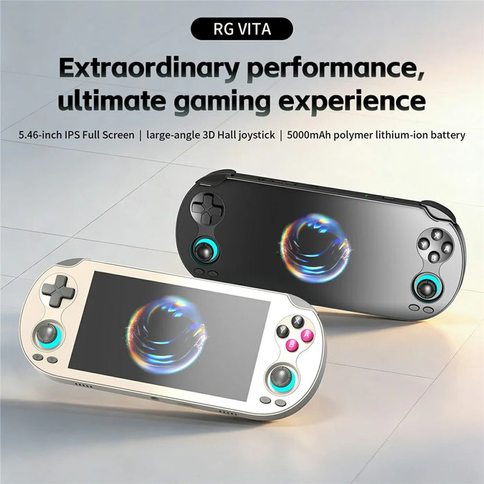 ANBERNIC RG VITA 5.46 Inch IPS Gaming Handheld Game Console Built in 3GB+64GB Streaming Android 12 T618 Octa-Core Competitive Gaming Machine - White - 2