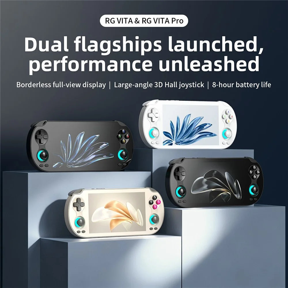 ANBERNIC RG VITA Pro Android 14 Linux Handheld Game Console Bulit in 4GB+64GB Streaming Competitive Gaming Machine with 16GB System Card - White - 2