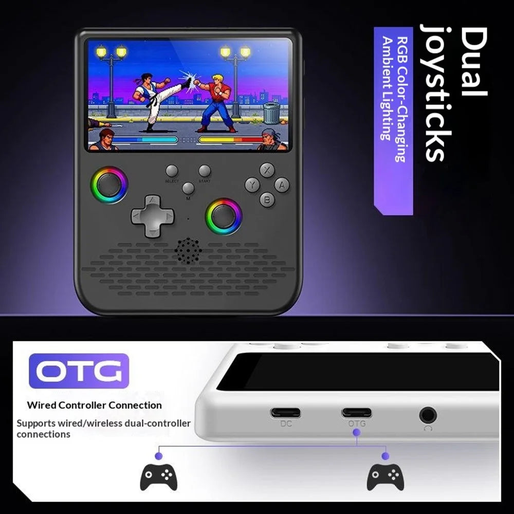 H5 Handheld Gaming Console 64G 5 inch IPS Screen RGB Lights 34 Emulators GBA Arcade - Black - 3
