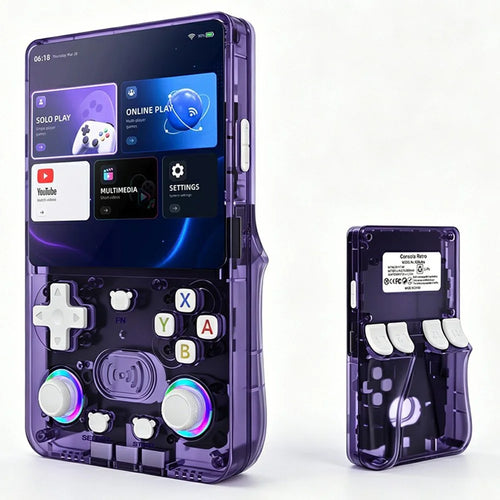 X36 Ultra Handheld Game Console Android 10.0 4.2 inch IPS 1GB+8GB RGB Joystick Retro Video Game Player for YouTube TikTok Gaming - Transparent Purple - 1