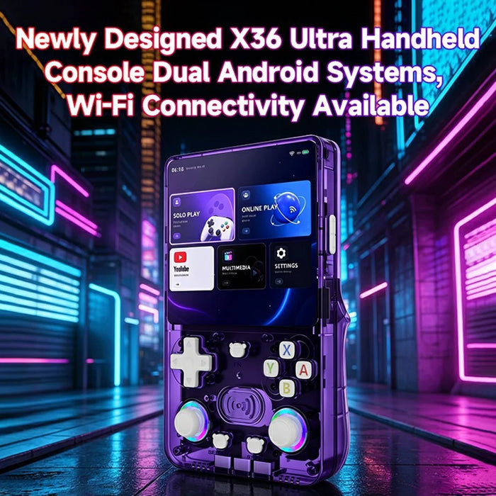 X36 Ultra Handheld Game Console Android 10.0 4.2 inch IPS 1GB+8GB RGB Joystick Retro Video Game Player for YouTube TikTok Gaming - Transparent Purple - 6