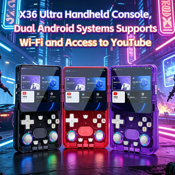 X36 Ultra Handheld Game Console Android 10.0 4.2 inch IPS 1GB+8GB RGB Joystick Retro Video Game Player for YouTube TikTok Gaming - Transparent Purple - 7