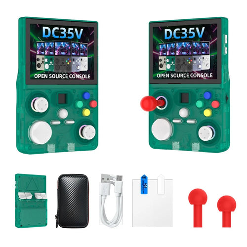 DC35V 128G Handheld Gaming Console 3.5 inch IPS Display Retro Arcade Games Player Supports 30+ Emulators - Transparent Green - 1