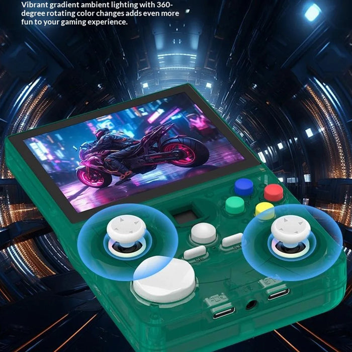 DC35V 128G Handheld Gaming Console 3.5 inch IPS Display Retro Arcade Games Player Supports 30+ Emulators - Transparent Green - 2